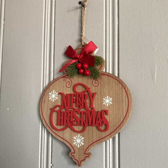 NWT- Merry Christmas Wooden Ornament Shaped Decoration Sign - Picture 11 of 17